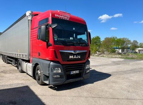 MAN TGX 18.500, Steel/Air, RETARDER, Automat, XXL truck tractor + curtain side semi-trailer